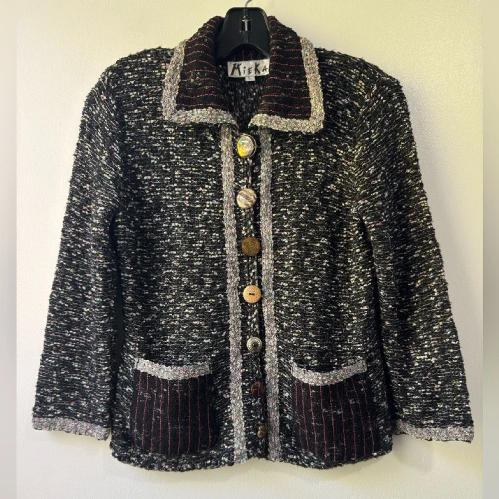 Y2K Vintage Mieka Black and Gray Textured Blazer